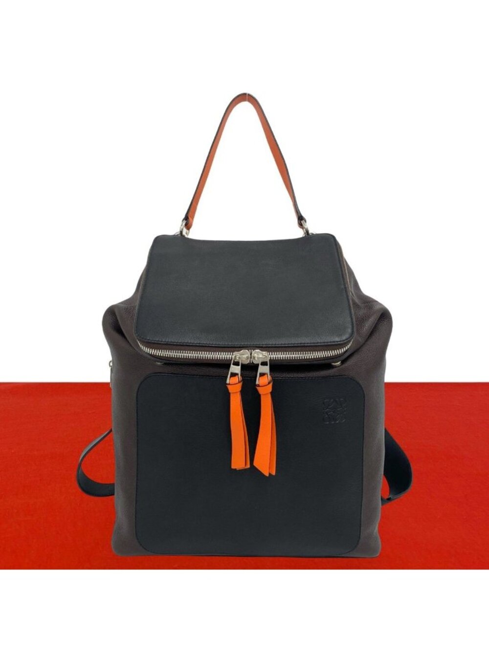 Loewe Goya Anagram Logo Calf Leather Backpack Brown Black